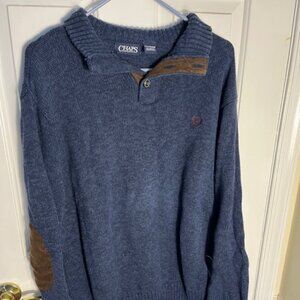 Chaps 2XL Men's Collar & button Navy / Brown cotton long sleeve pullover sweater